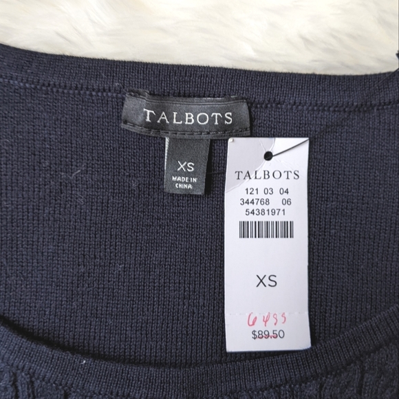 NWT Talbot's Navy Blue Cable Knit Long Sleeve Sweater w/ Gold Buttons / Size XS - Picture 3 of 6